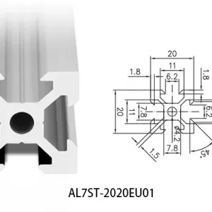 Aluminium T-slot  EU standard 2020 extrusions