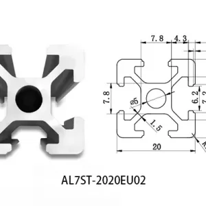 Aluminium T-slot  EU standard 2020 extrusions
