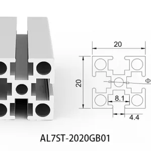 Aluminium T-slot GB standard 2020 extrusions