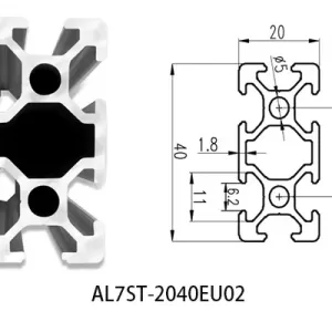 Aluminium T-slot  EU standard 2040 extrusions