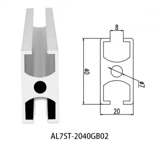 Aluminium T-slot GB standard 2040 extrusions