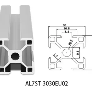 Aluminium T-slot  EU standard 3030 extrusions