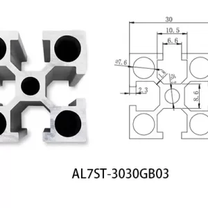 Aluminium T-slot GB standard 3030 extrusions