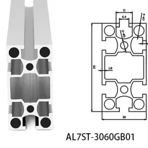 Aluminium T-slot GB standard 3060 extrusions