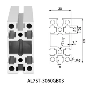 Aluminium T-slot GB standard 3060 extrusions