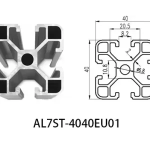 Aluminium T-slot EU standard 4040 extrusions