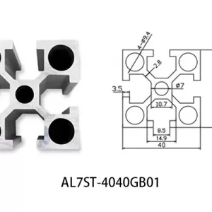 Aluminium T-slot GB standard 4040 extrusions