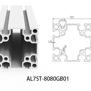 Aluminium T-slot GB standard 8080 extrusions