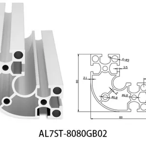 Aluminium T-slot GB standard 8080 extrusions